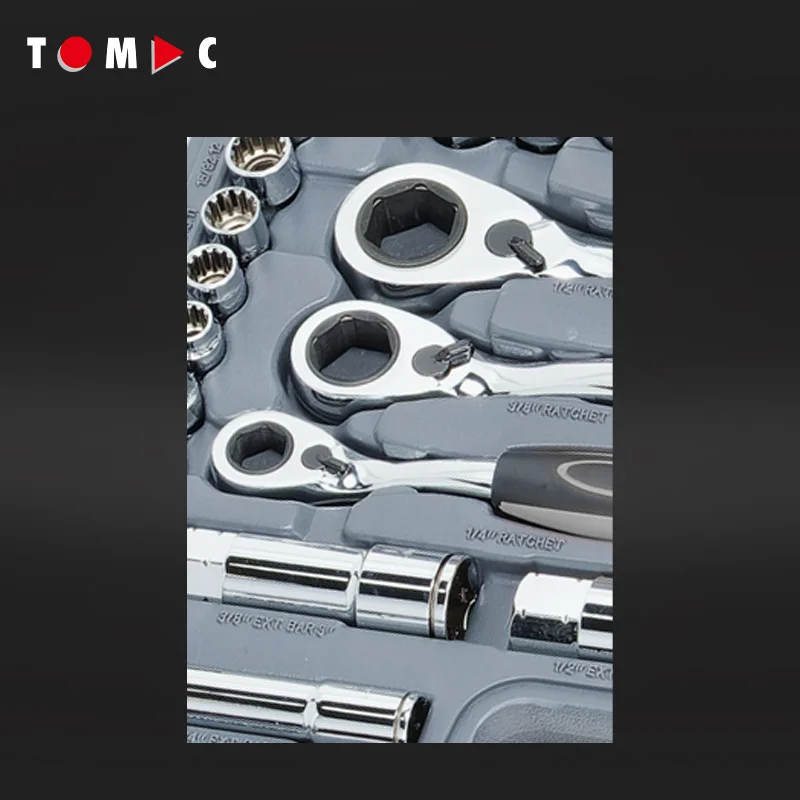 TOMAC 52pc Chrome Vanadium Go Through Socket Tool Set Socket Wrench Set Auto & Truck Repair view 4