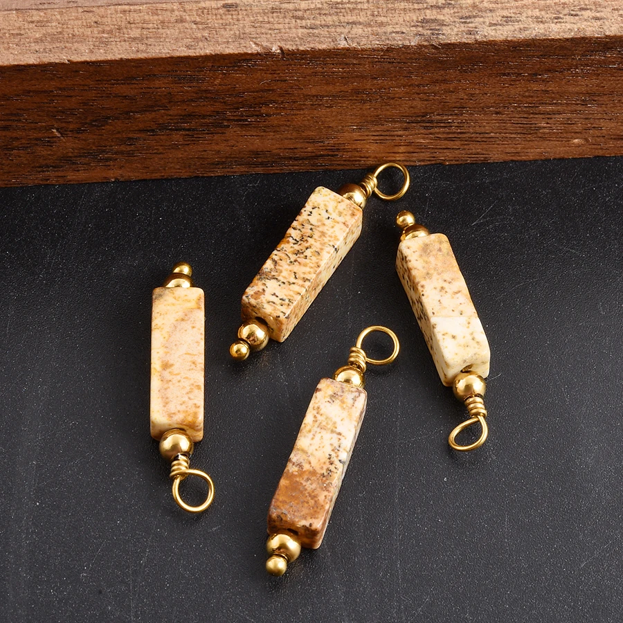 2 Stück natürliche Perlen-Steinanhänger für Schmuckherstellung, Vintage-Ethno-Anhänger, Obsidian, Blaustein, Tigerauge, Charm-Materialien – Detail 21