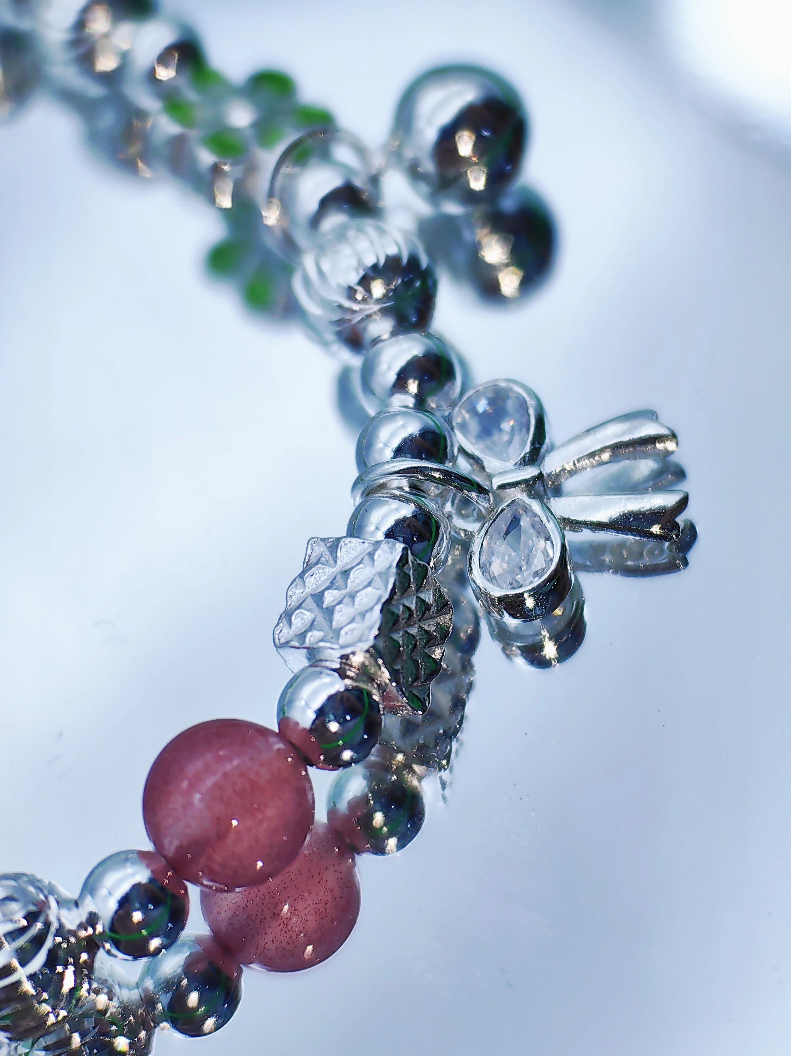 

【Gomall】925 sterling silver Bow, ins Women's Niche beaded Fashion bracelet