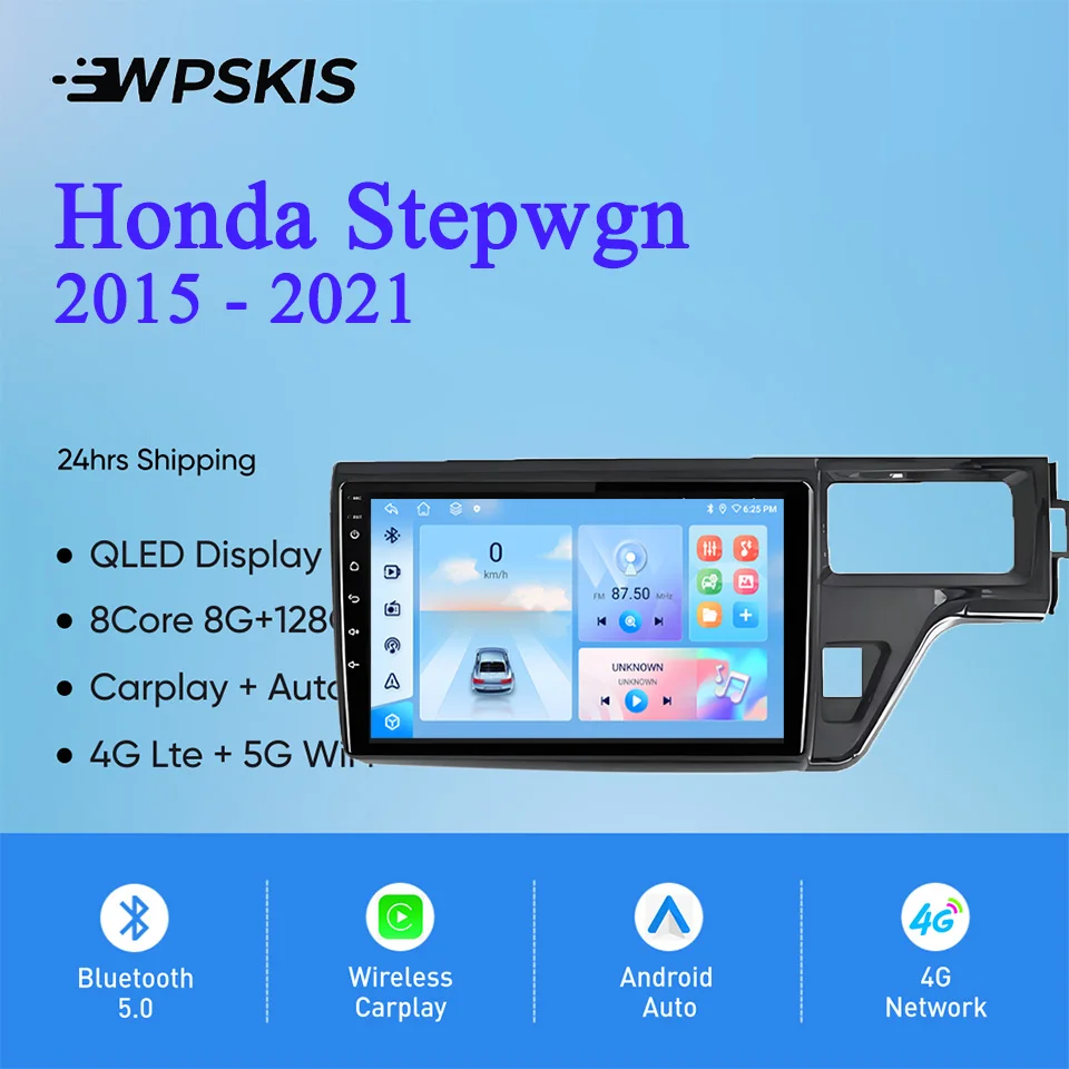Android 14 For Honda Stepwgn 2015 - 2021 Auto Radio Stereo Multimedia Video Player GPS Navigation Monitor 4G Lte WiFi Carplay