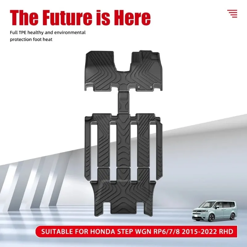 Custom Fit Car Floor Mats For 2015-2022 Honda Step WGN RP6 RP7 RP8 RHD Full Set 3D TPE All-Weather Protection Liners