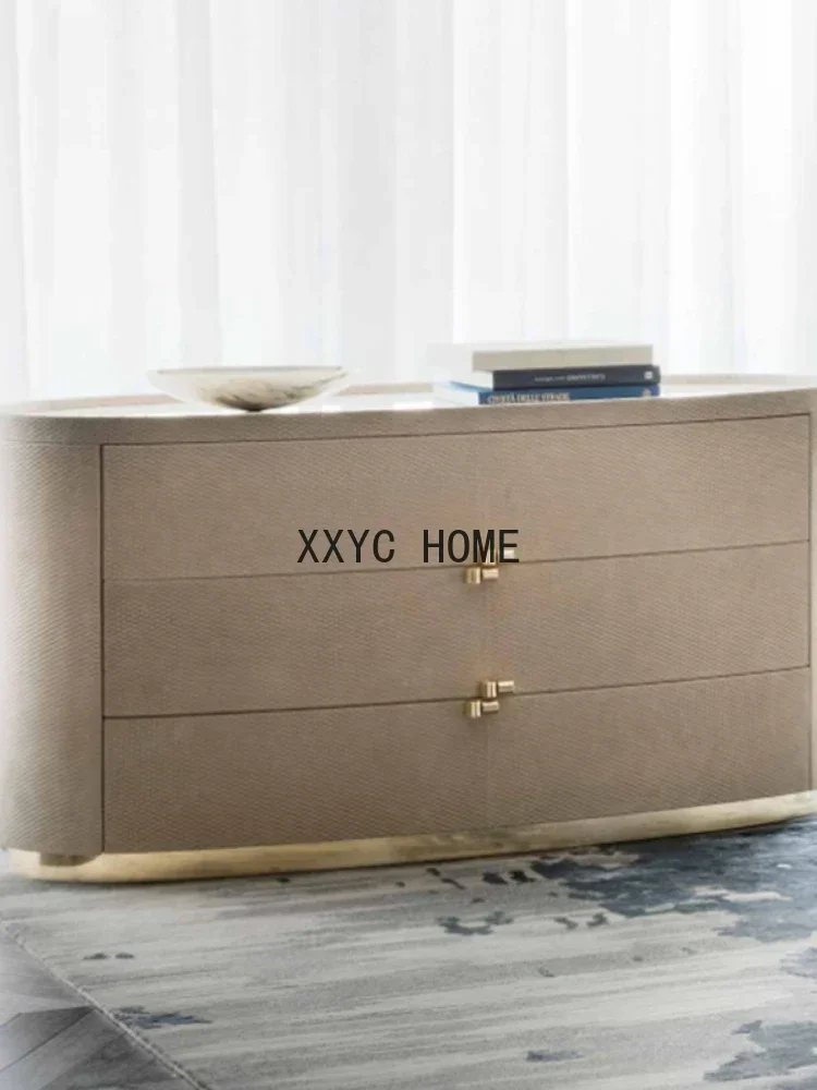 

Chest of Drawers Marble Countertop Locker Embossed Foyer Entrance Cabinet Film and Television Cabinet