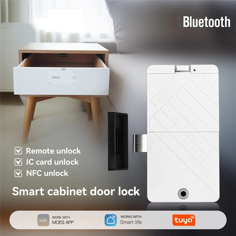 A99E-Bluetooth Smart Cabinet Drawer Lock With Gateway For Wood Door, Tuya IC Card Unlock And App Remote Control Features