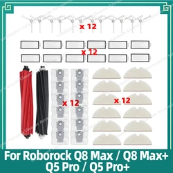 Para Roborock Q8 Max / Q8 Max+ / Q5 Pro / Q5 Pro+ Robot Aspirador de pó Escova principal Escova lateral Filtro HEPA Pano de esfregar Panos de limpeza Sacos de poeira Peças