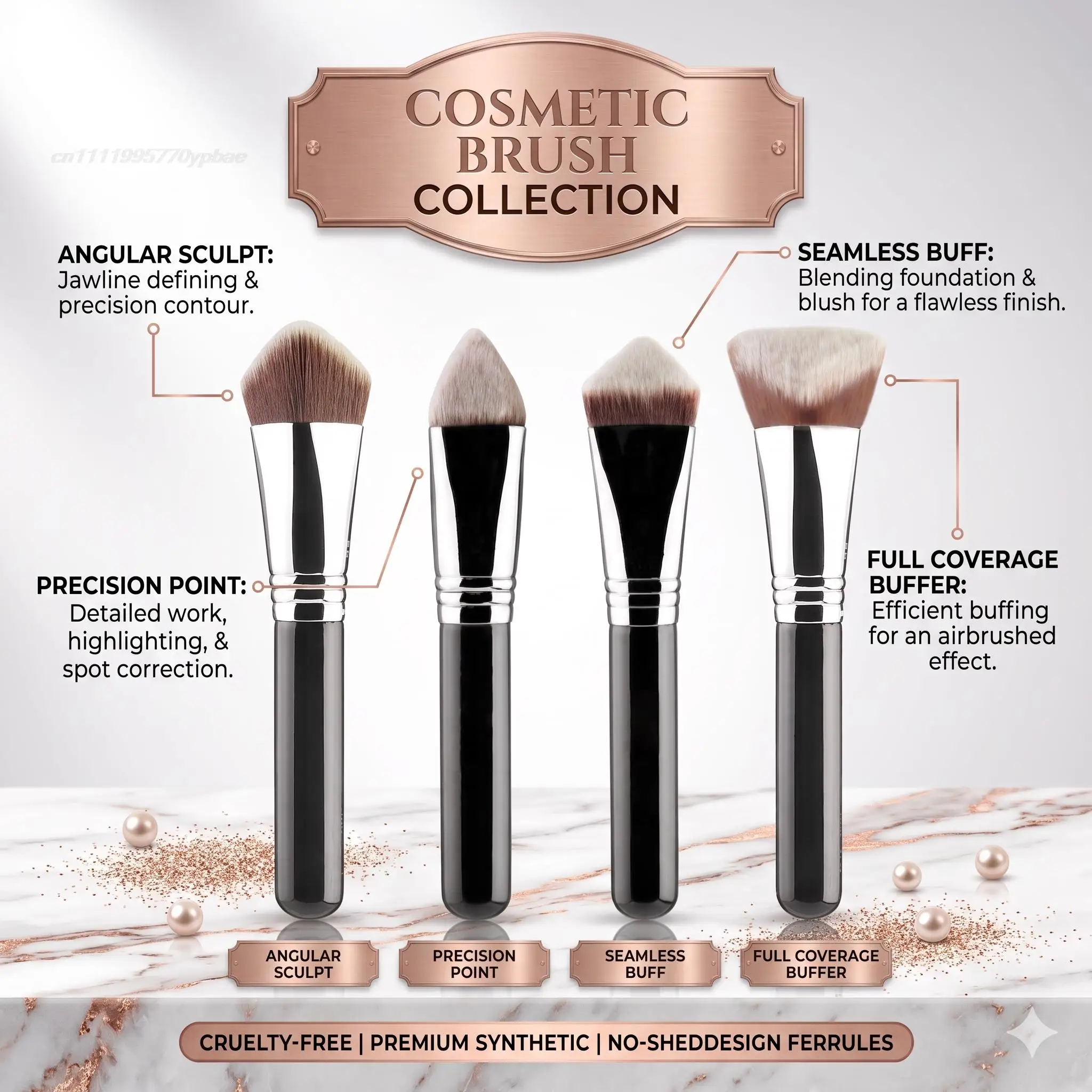Makeup Kabuki Foundation Brush Luxury Single Pro Large Slant Triangle Square Tapered Vegan Cosmetic Brushes