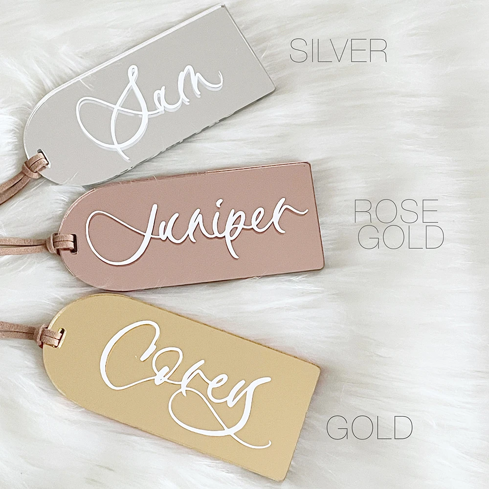 Arch Blank Gold/Silver Mirror Acrylic Tag for Wedding Place Card With String Party Banquet Name Plate Sign Luggage Tag Gift Tag