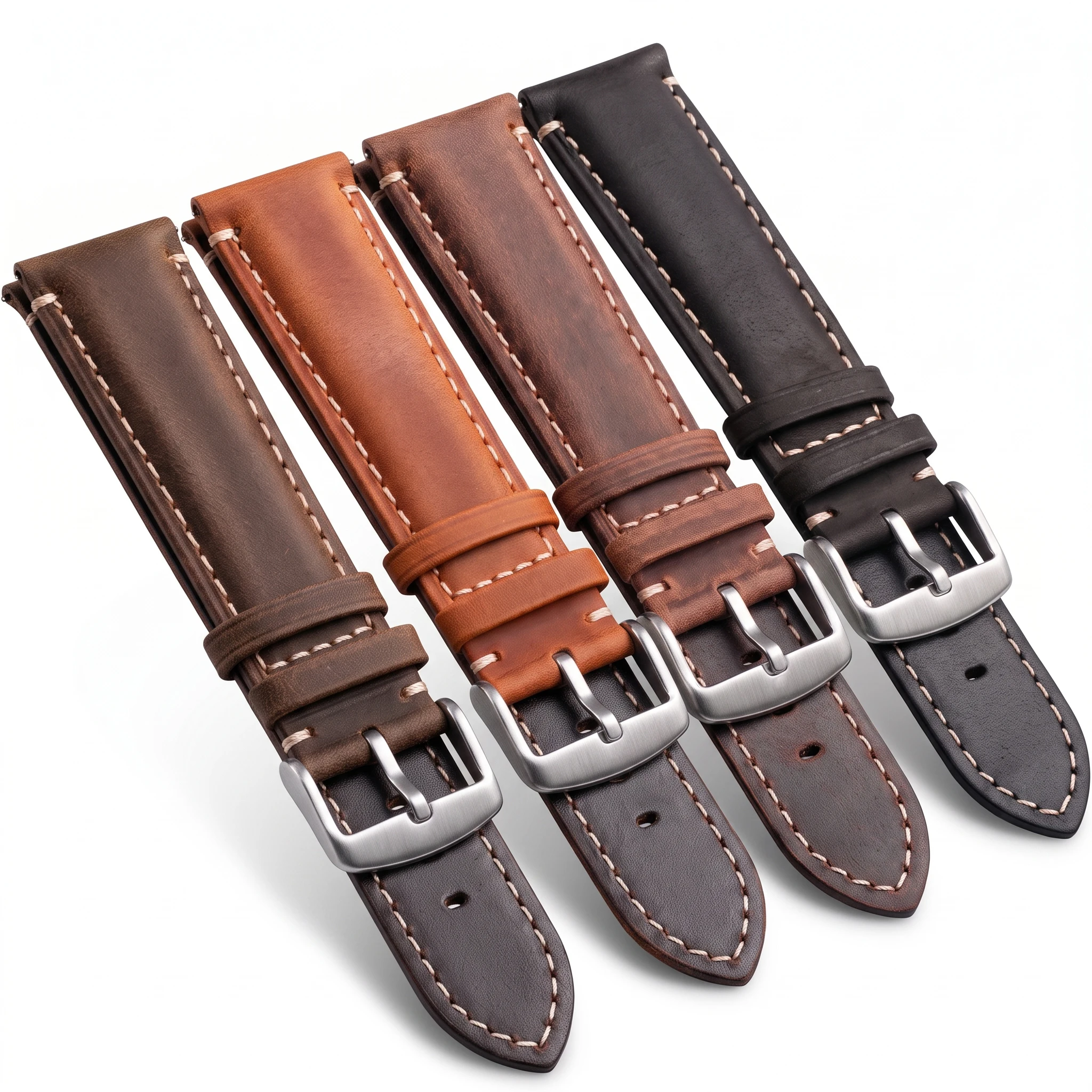 Echtes mattes Rindsleder-Uhrenarmband, 20 mm, 22 mm, Schnellverschluss-Smartband für Samsung Galaxy-Uhrenarmbänder, Stahlschnalle