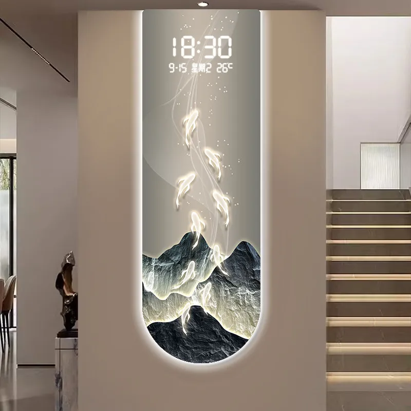 Entrance Designer Decoration Painting Wall Hanging Digital Electronic Clock LED Light decoración hogar moderno Room Furniture