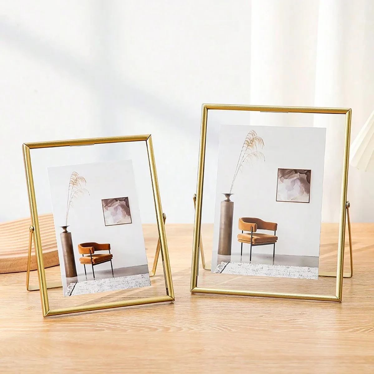 4/6/7Inch Metal Photo Frame Gold Black Rectangle Storage Frame Acrylic Transparent Picture Frame Home Desktop Decoration