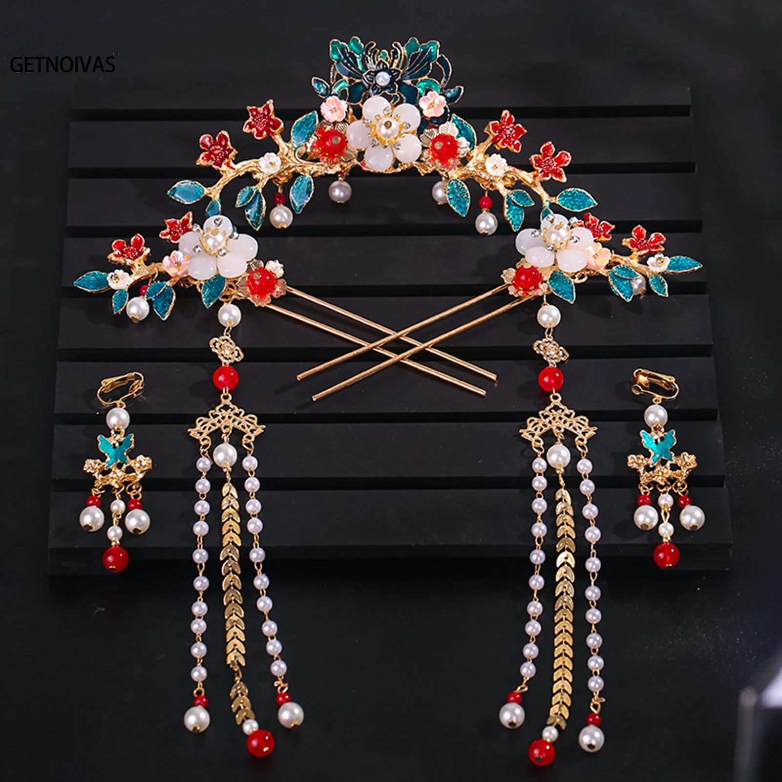 

Handmade Hair Sticks Hairpin Set Chinese Hanfu Hair Jewelry Set Long Fringed Vintage Hairpins For Women Traditional Headdress