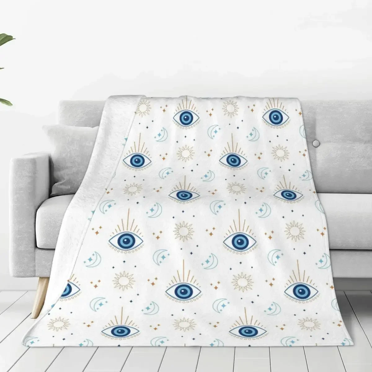 Nazar Evil Eye Greek Amulet Blankets Lucky Charms Boho Flannel Throw Blanket Bed Sofa Decoration Lightweight Bedspreads