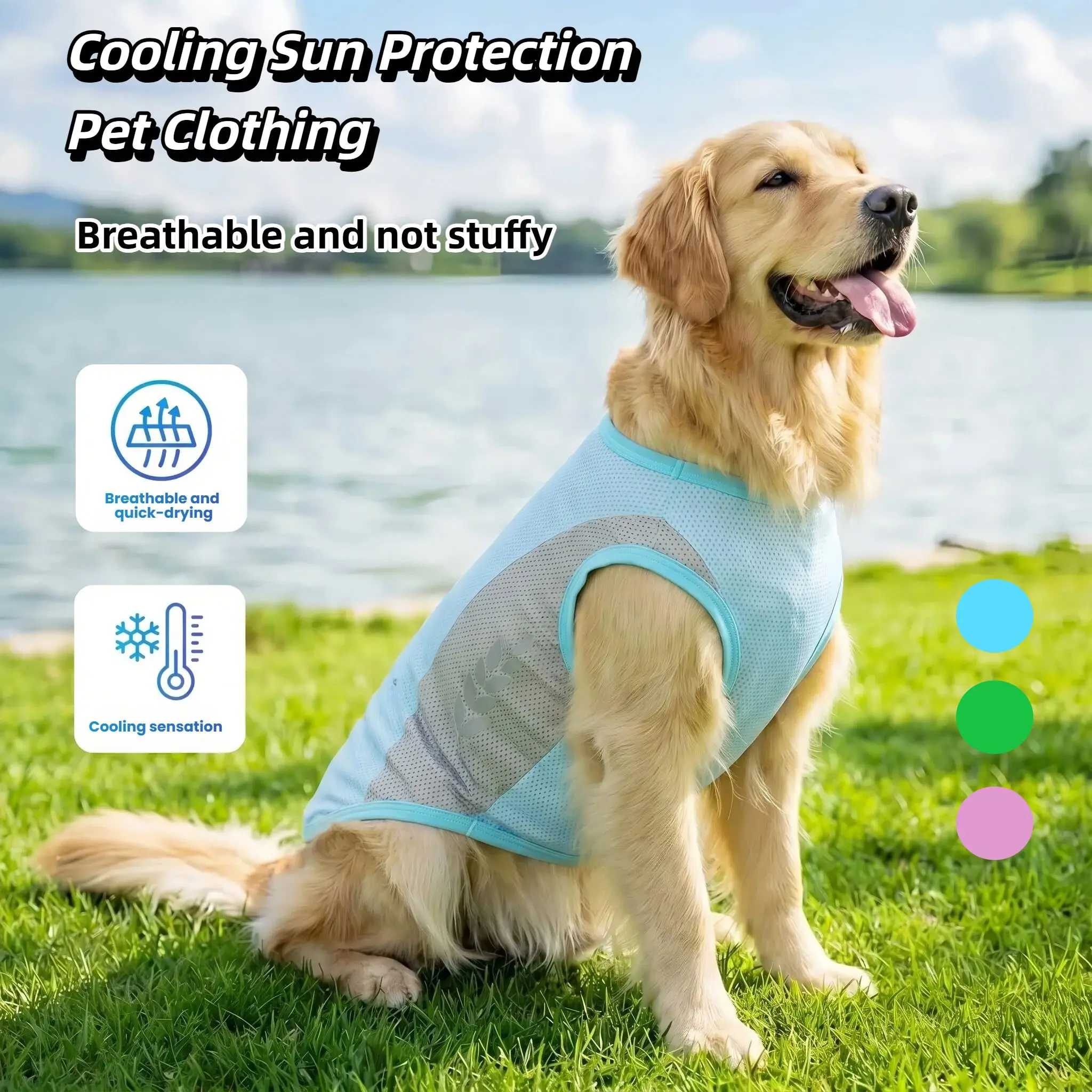 Sommer-Kühlweste für Hunde, schnell trocknende Haustierkleidung, Sonnenschutz, reflektierend, atmungsaktiv, Katzen-Outfit für kleine, mittelgroße und große Hunde