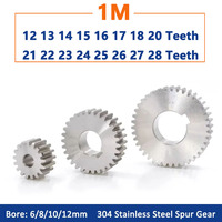 1pc 12-28Teeth 1M 304 Stainless Steel Spur Gear 1 Module 12 13 14 15 16 17 18 20 21 22 23 24 25 26 27 28 Teeth Flat Gears
