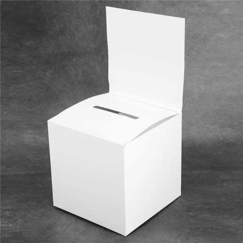 A93E-12 Pcs Sweepstakes Ballot Box Cardboard Box With Slots 6 X 6 X 6 Inches