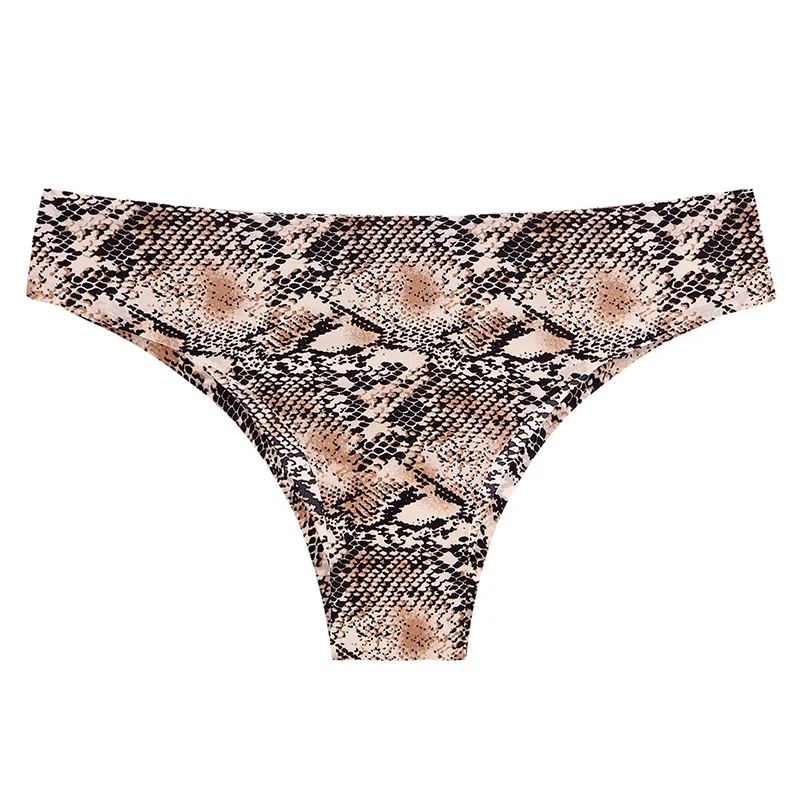 M L XL XXL Seamless Soft Spandex Stretchy Nylon Leopard Print Animal Print Thongs for Women