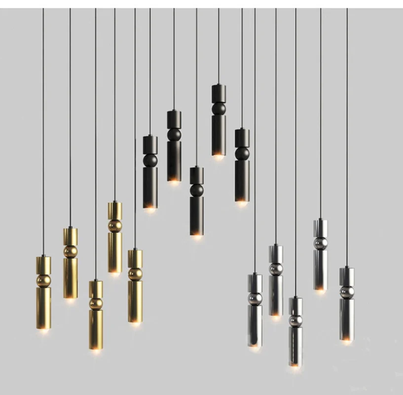 

Modern Gold Vertical Luxury Pendant Light Lighting Tube for Kitchen Living Dining Room Bedside Study Ceiling Hanging Lamps Home