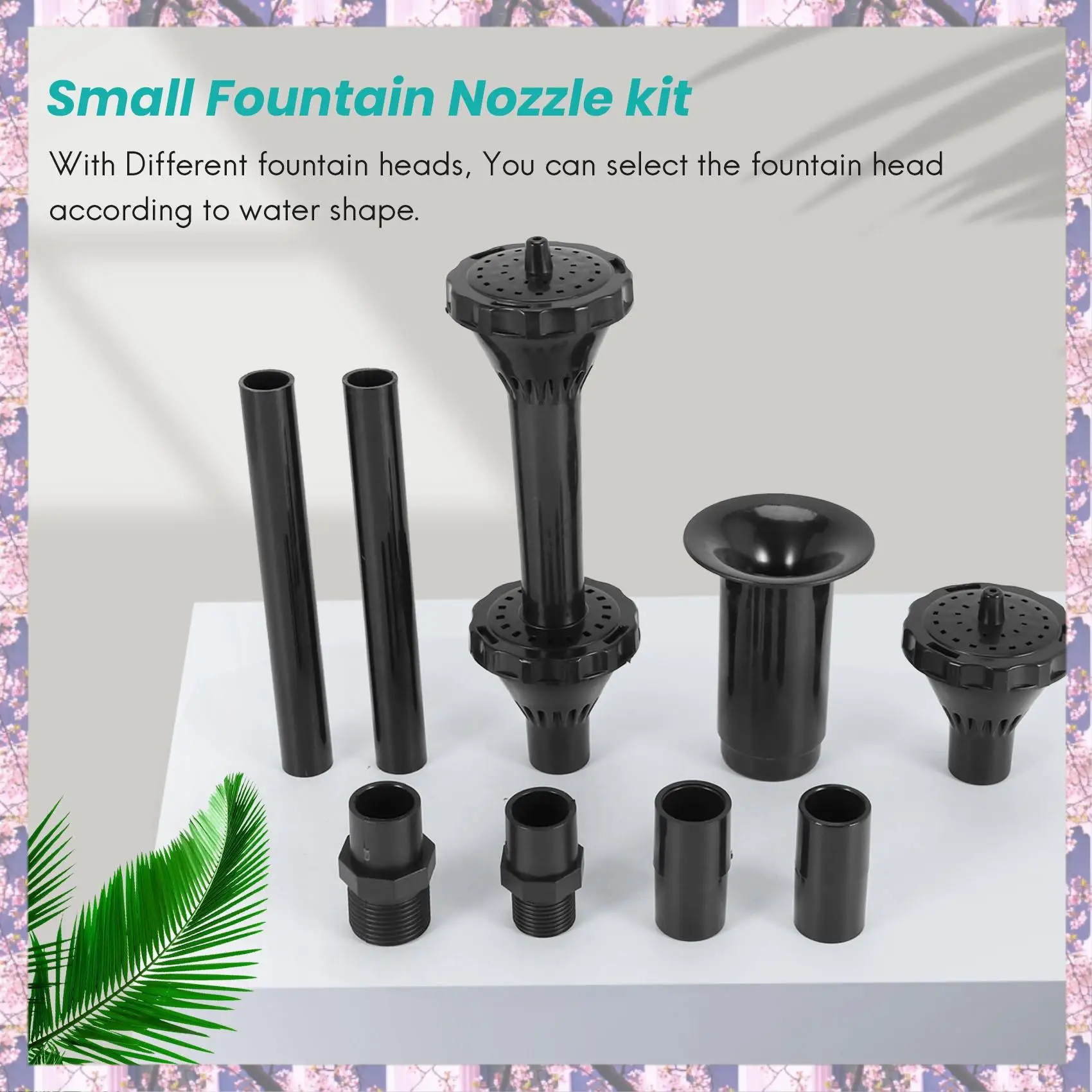

2025 Trend 9Pcs Small Fountain Nozzle Kit Water Fountain Nozzle Heads For Pond Fountain Submersible Pump Pool