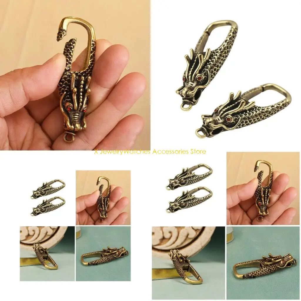 

31KD Antique Dragon Keyring Solid Brass Keychain Holder Unisex Bag Accessory