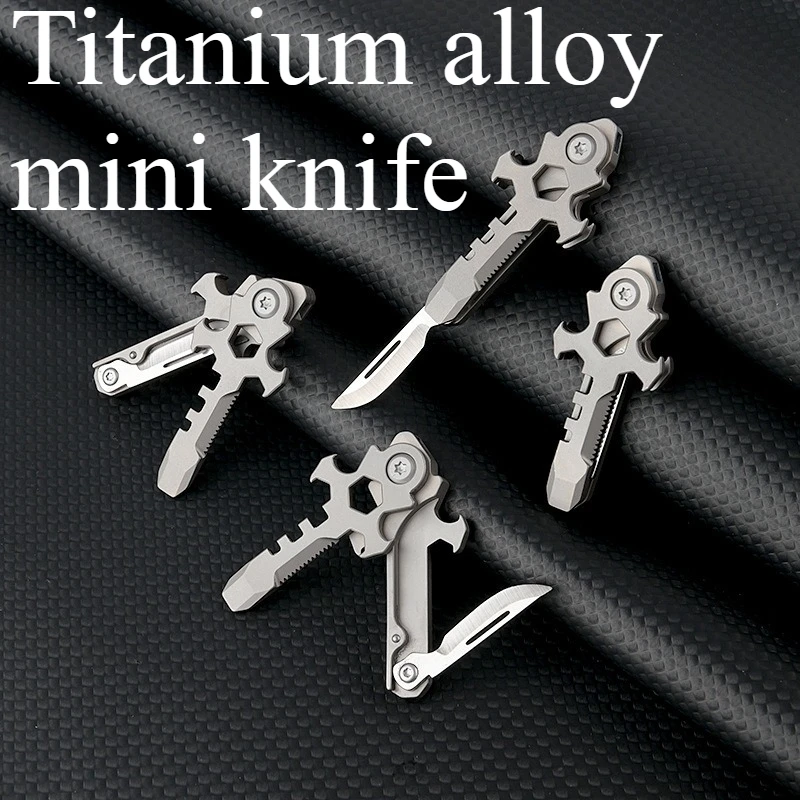 

Titanium Alloy Mini Unboxing Knife Outdoor Multifunctional Tool Portable Keychain Pendant Bottle Opener Wrench Pry Bar