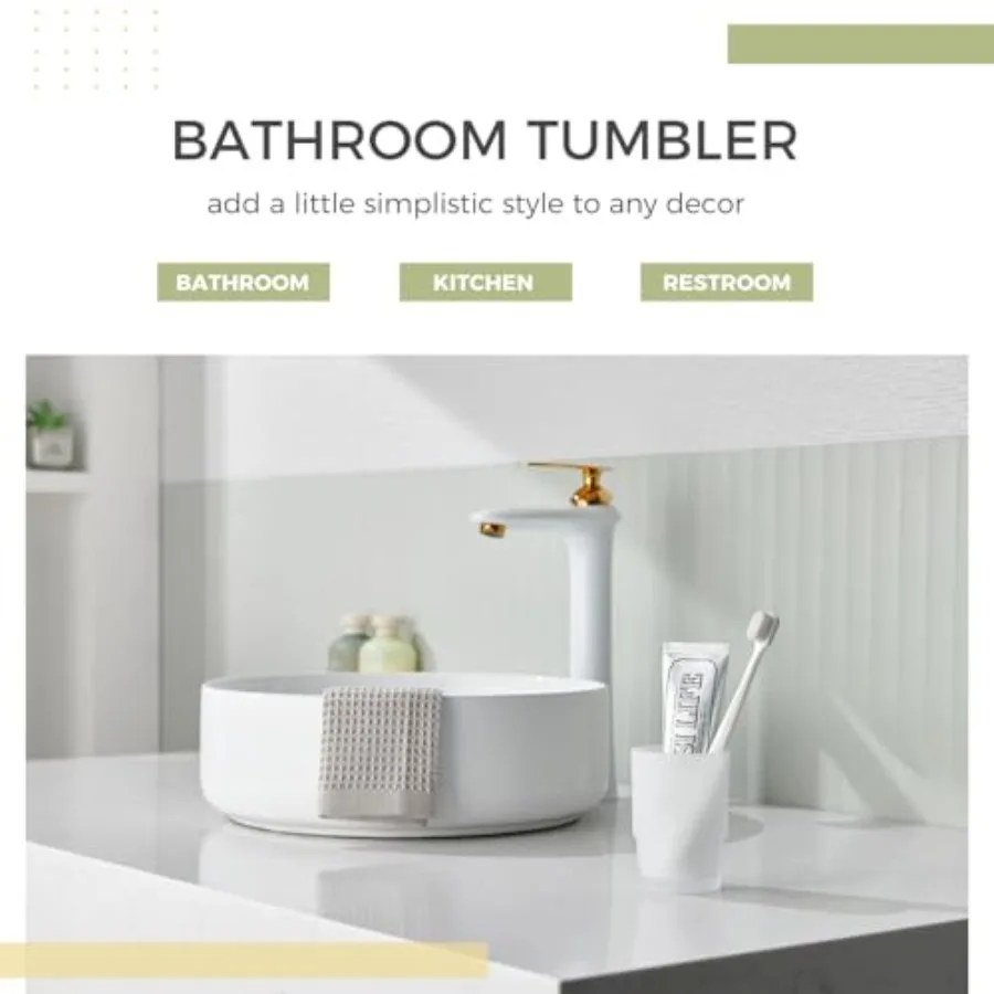 Tumbler Glass, Frosted Bathroom Rinsing Cup, Replacement Tumbler for Toothbrush Holder
