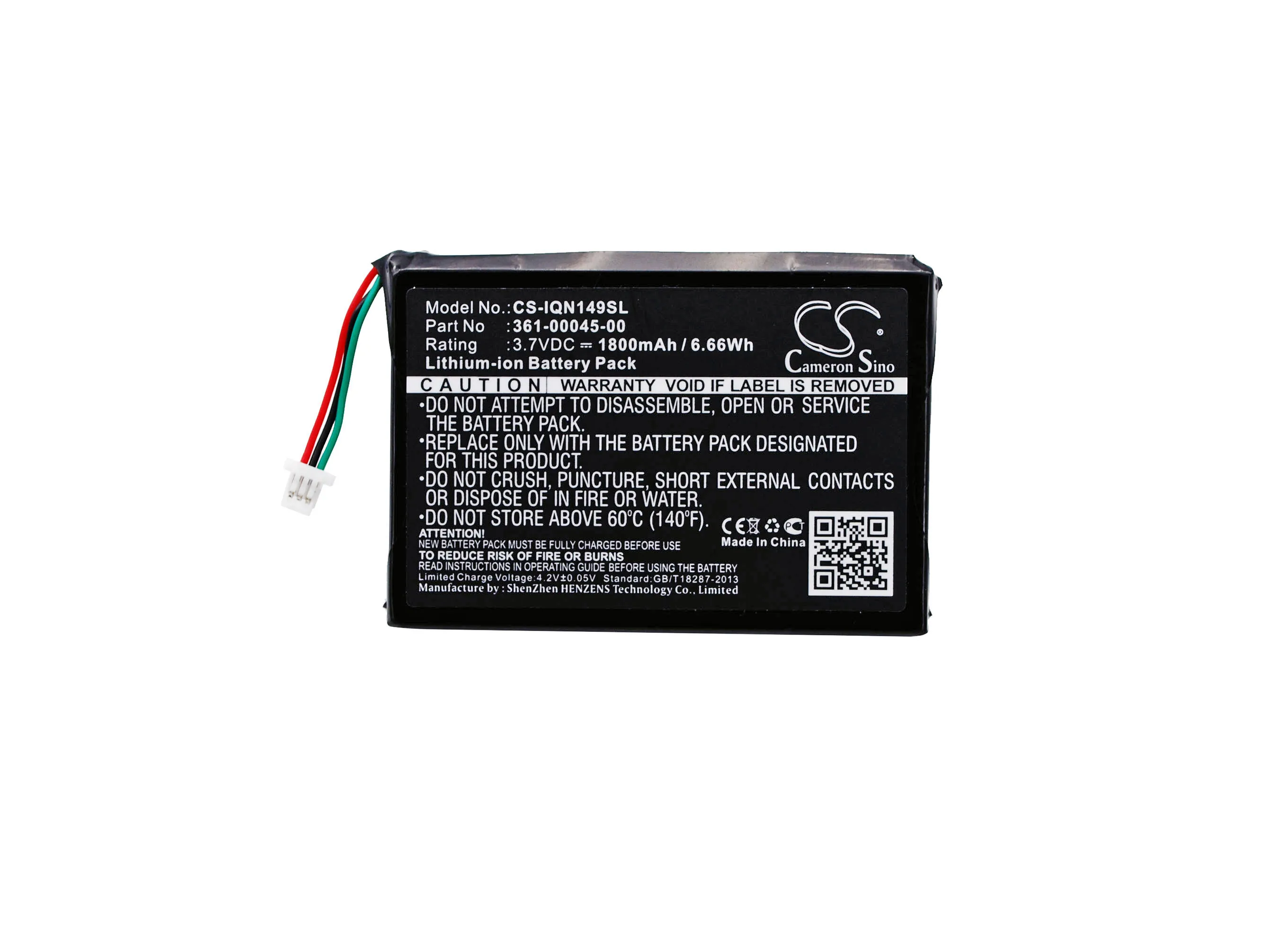 Batería de repuesto CS para Garmin Nuvi 1490TV, Nuvi 2585TV, GDL 39, GDL-39, GDL-39D PN:361-00045-00,361-00045-20 1800mAh / 6.66Wh
