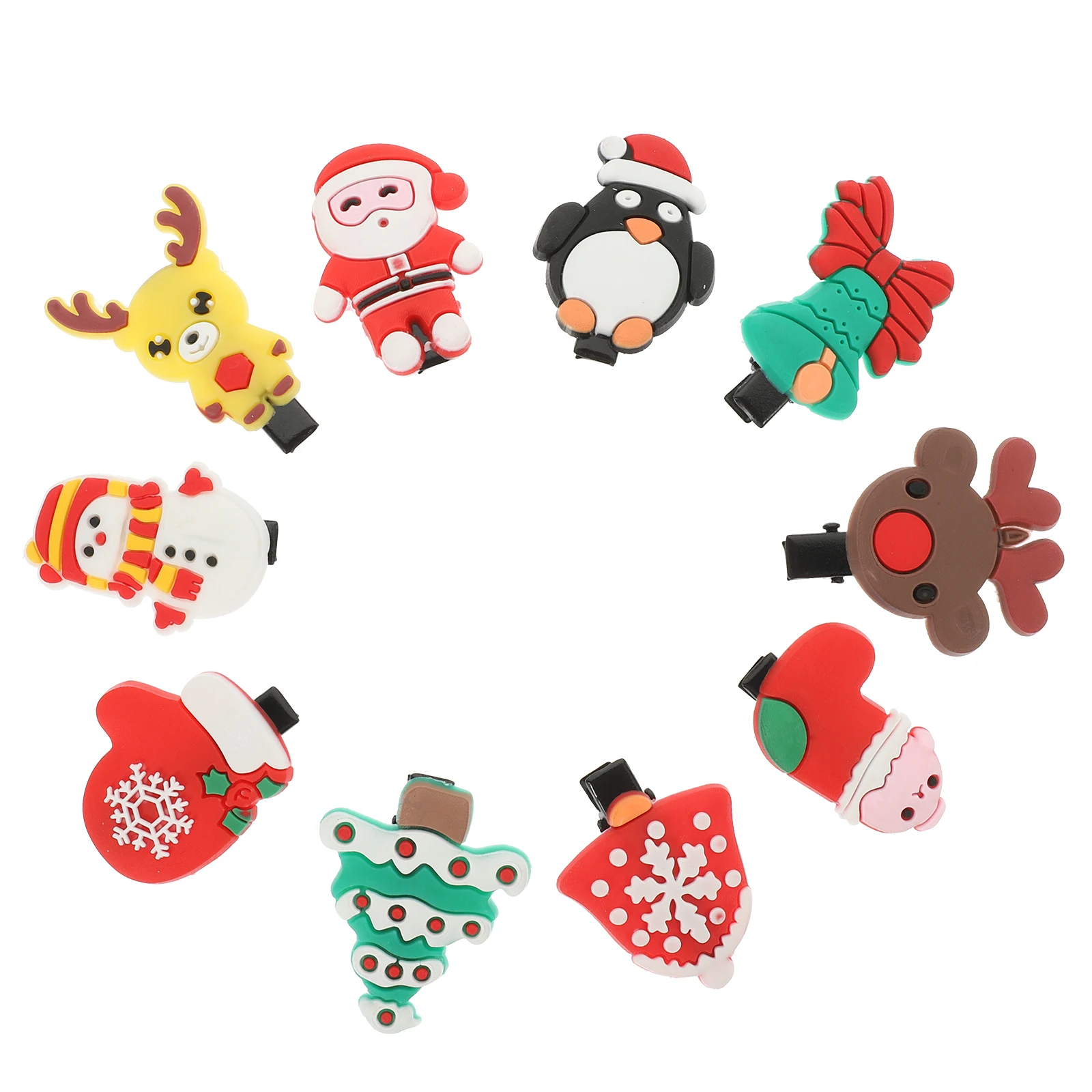 

20pcs Girls Christmas Accessories Cute Cartoon Elk Reindeer Bow Silica Gel Hair Clips Women Hairpin Kids Child Hair Decorations
