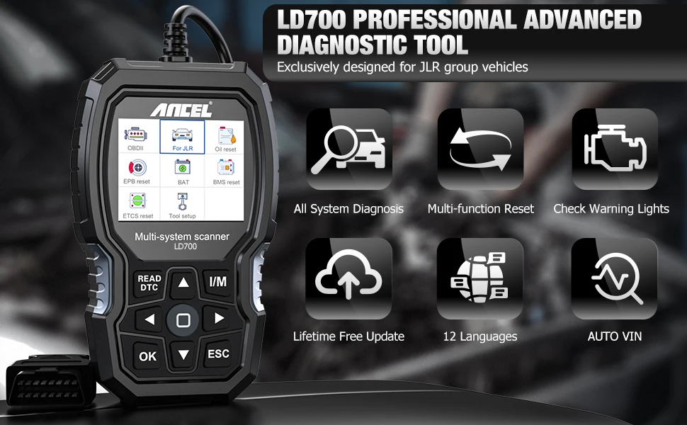 Auto-Diagnosegerät ANCEL LD700 OBD2-Scanner für Alle Systeme von Land Rover Jaguar JLR EPB BMS DPF ABS TPMS Öl-Reset Codeleser – Detail 2