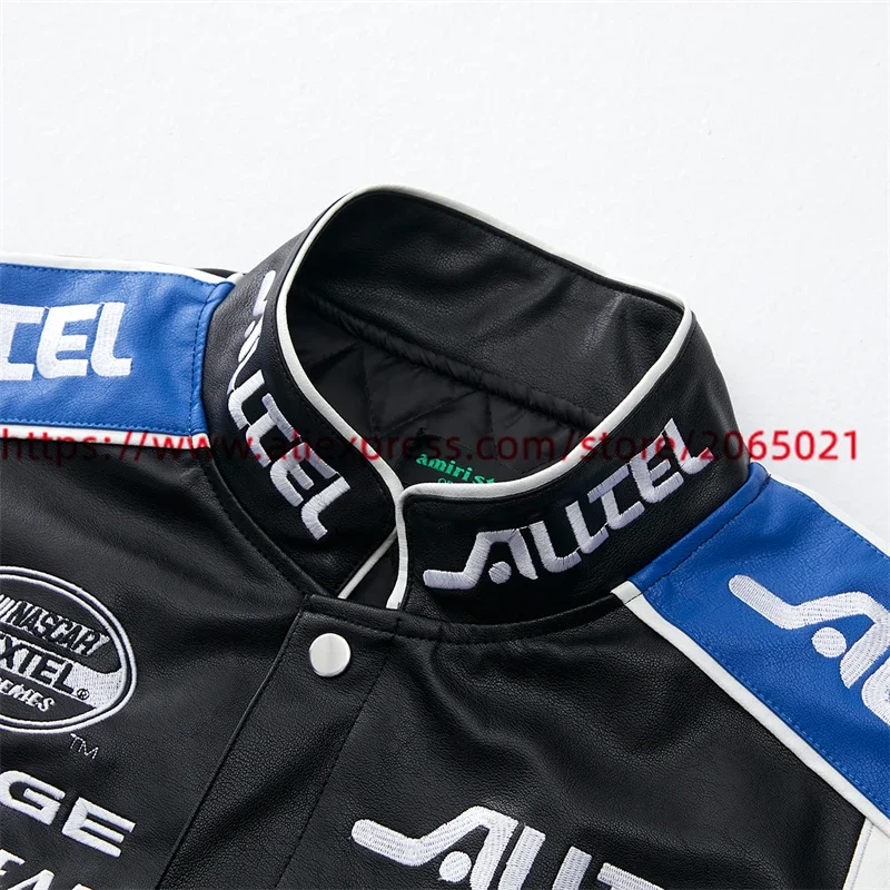 Motorcycle  Jacket Men Women Windproof Vintage Embroidery PU leather racing Jacket