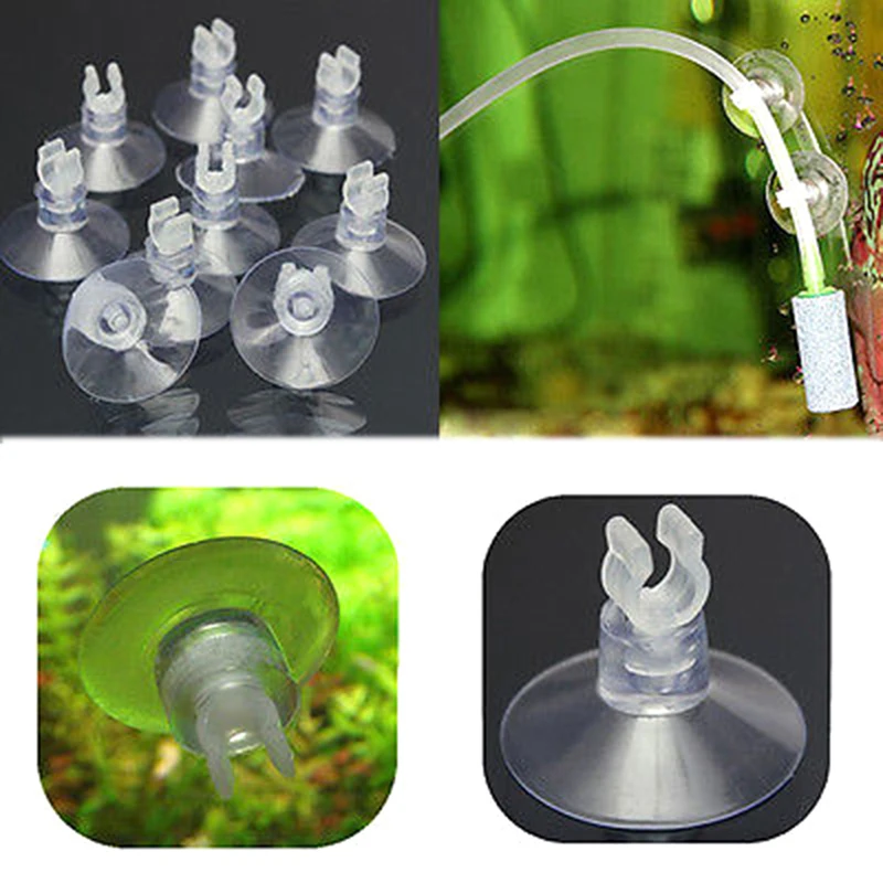 10Pcs 4mm Transparent Aquarium Suction Cup Clips for Fish Tank Tube Holders Rubber Clamps Oxygen Pump Pipe Fixation Suckers