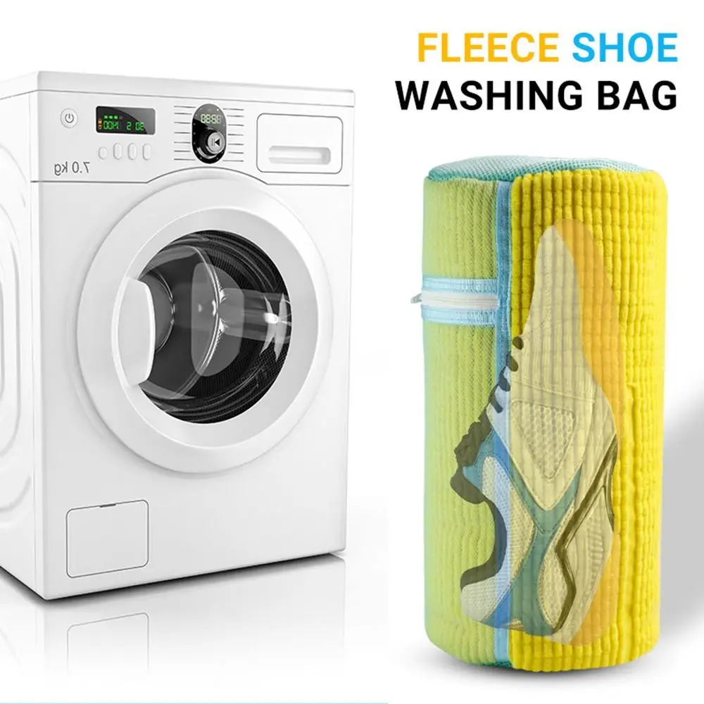 

with Strong Zipper Shoe Laundry Bag Polyester Cotton Remove Dirt Shoe Cleaning Laundry Bag Reusable Double Layered