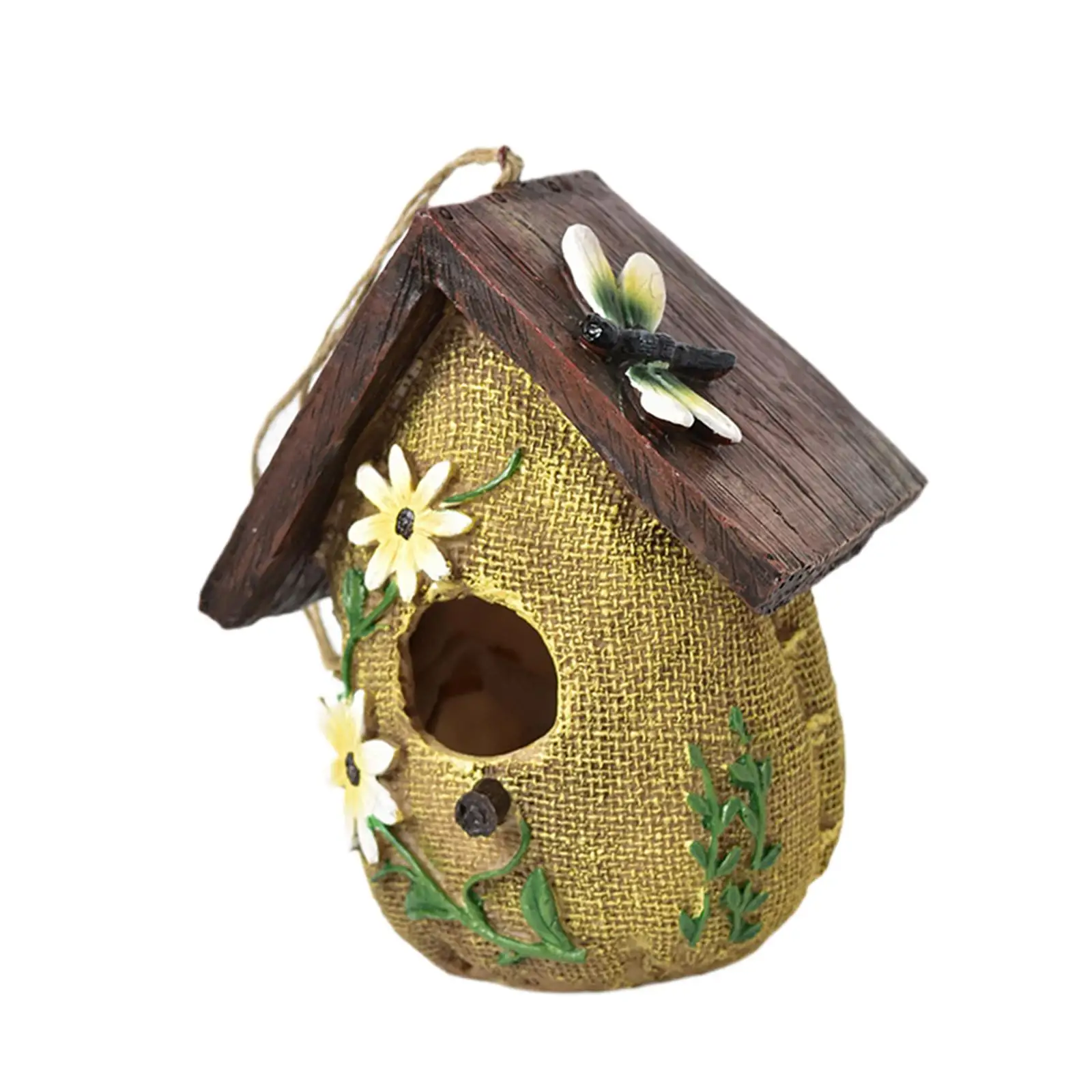 Rustic Hanging Bird House for Garden Decoration Resin Bird Shelter Outdoor Birdhouses for Backyard Patio Trees