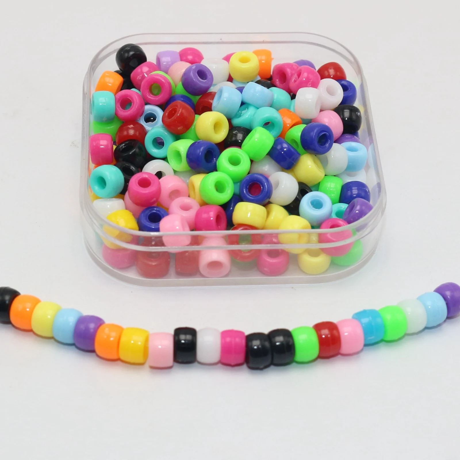 1000 Mixed Color Acrylic Tiny Barrel Beads 6X4mm for Kids Kandi Craft