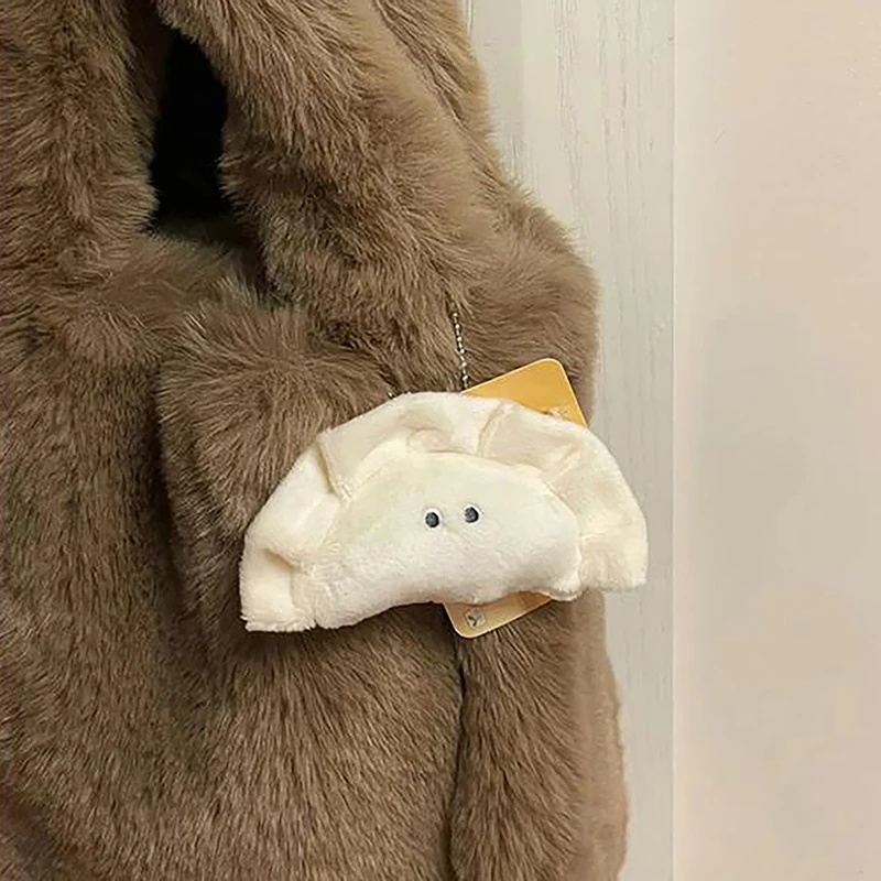 Dumpling Pendant Backpack Decoration Keychain Soft Cotton Stuffed Cartoon Chinese Food Doll Keyring Charm Hanging Plush Gift