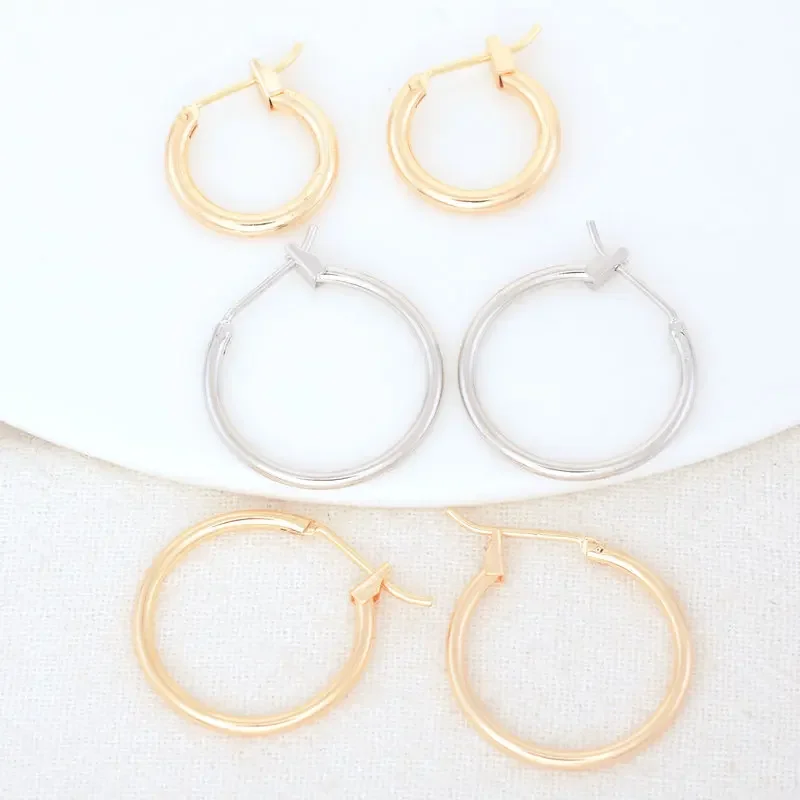 15MM 20MM 14K Gold Color Brass Round Earrings Hoops High Quality Jewelry Making Supplies Diy Findings Accessories