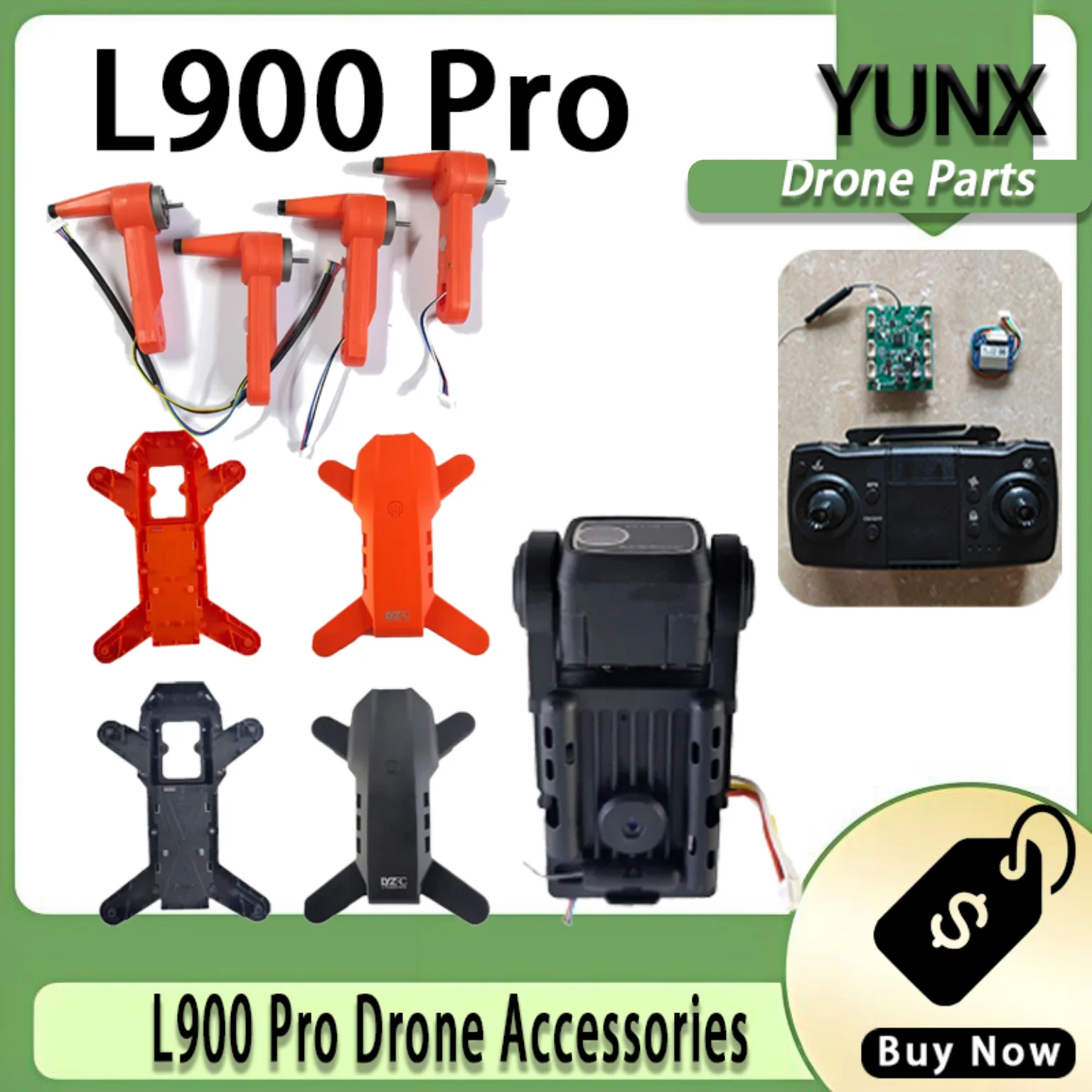 Ultimate LYZRC L900 Pro Drone Spare Parts Bundle, Gyro Shell Receiver GPS Propeller Camera Arm Full Replacement Kit with Matchin