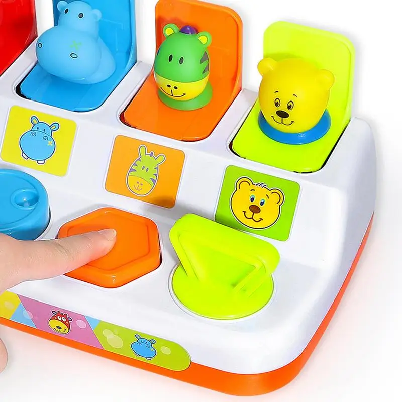 Cute Cartoon Animal Shape Peekaboos Poping-Up Interactive Toy Early Education Activity Center Montessori Sensory Toy With Music