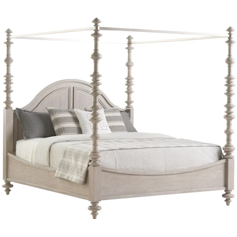 Retro solid wood four-post shelf French 1.51.8 wedding Princess bed Soft bag bed Double bed