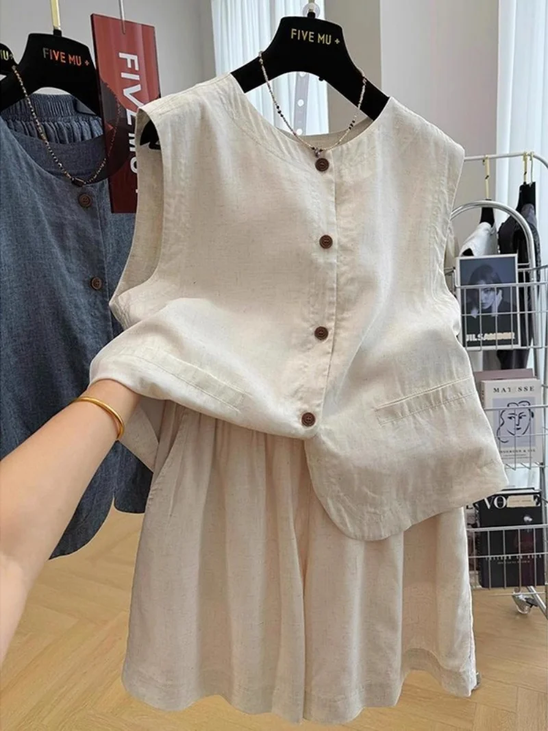 

Summer Outfit Complete Set Based Short Vest Shorts Two Piece Fashionable Casual Tracksuit For Women w088