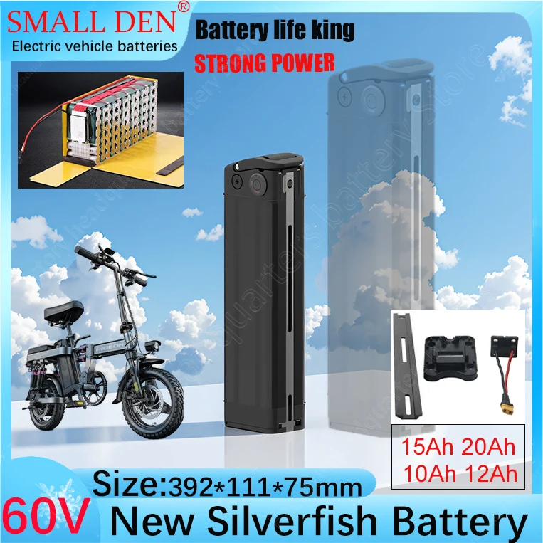 

Silver Fish 60 В 10 Ач 12 Ач 15 Ач 18650 16S 3-5P съемный литиевый аккумулятор встроенный BMS для складной электронной двухколесной машины 250 Вт-1800 Вт