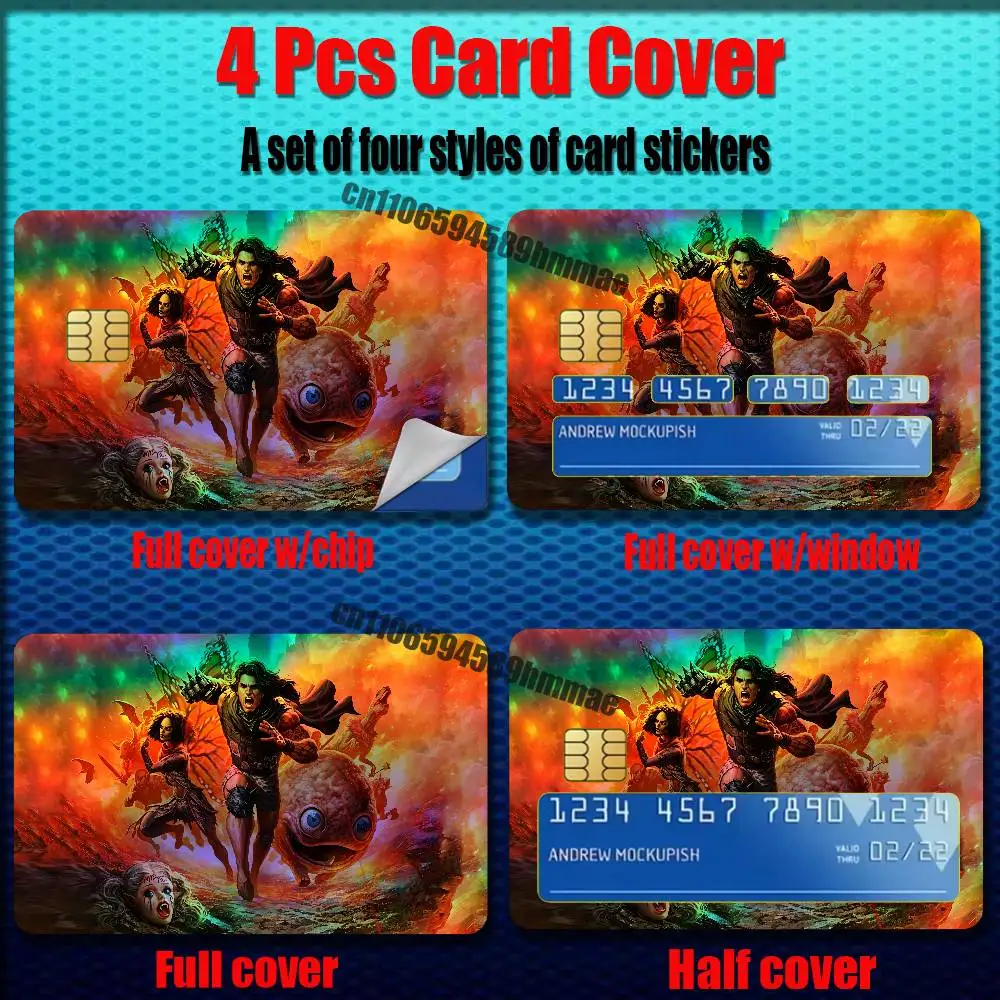 For D-Dungeon Crawler Carl Credit Bank Sticker ID Access Card Cover Skin Rainbow Color Laser Stickers Film