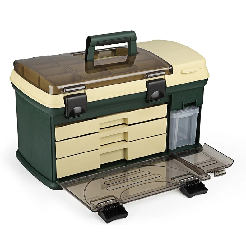 

Wholesale 3-By Rack Large Size Durable Flexible Fishing Tackle Box with Removable Plastic Dividers Adaptable Fishing Box