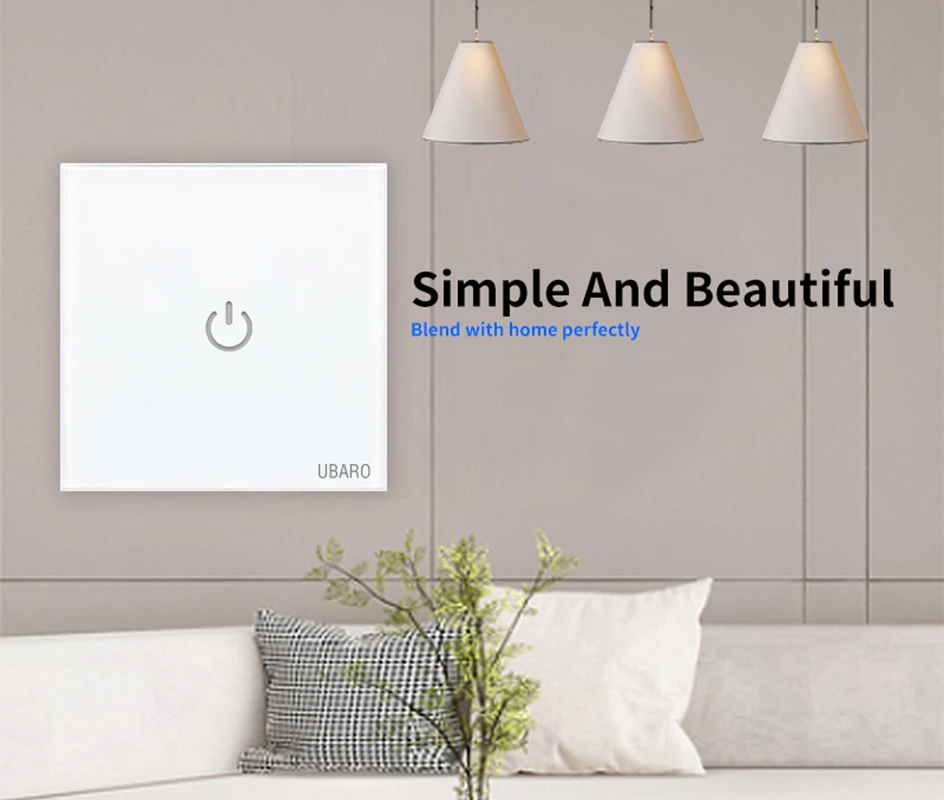 UBARO Eu Wand Touch Schalter Luxus Glas Panel Led-anzeige Power Licht Sensor Taste Live Draht Control Schalter 1/2/3 Gang – Detail 7