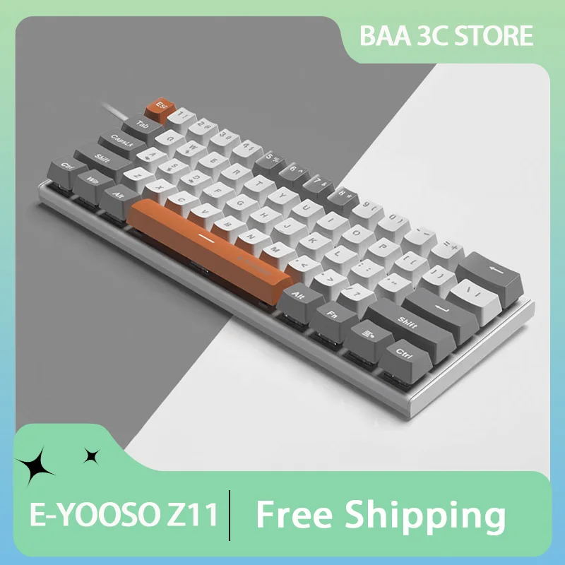 

E-YOOSO Z11 Mechanical Keyboard Wired USB 60% Mini Portable Gaming Keyboard RGB Backlight Full Key Hot Swap PC Laptop