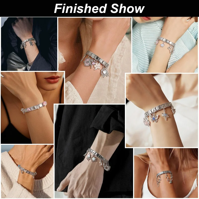 Süße rosa Liebe Herz süße Katzen blaue Augen Charms Links Perlen passen 9mm Edelstahl italienische Charm Armband DIY machen Geschenke – Detail 6