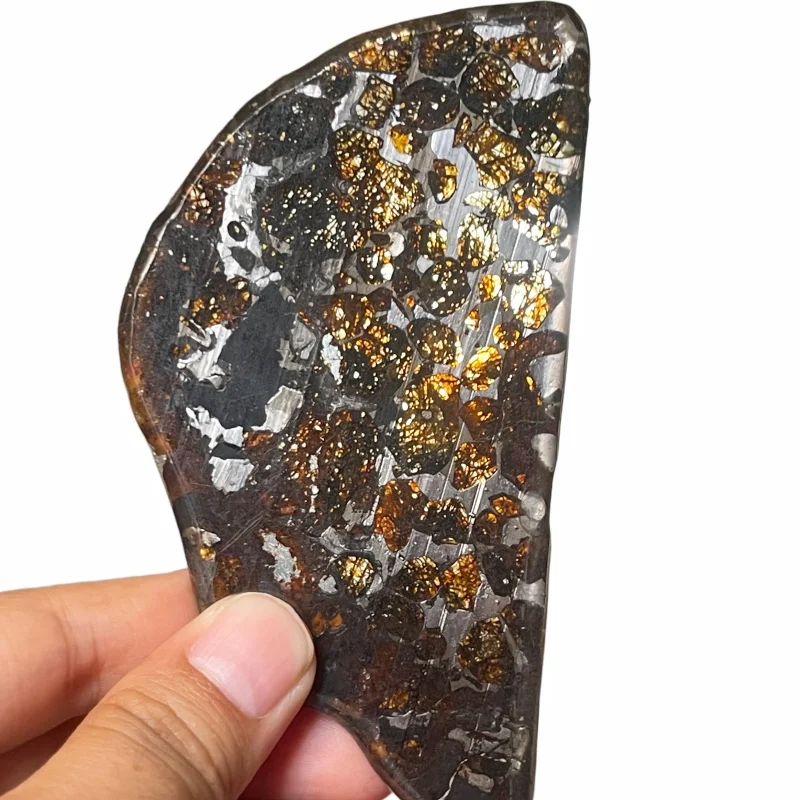 25.4g Sericho Pallastie meteorite slice Olivine Meteorite Natural Specimen Meteorite material Collection - from Kenya -QA829