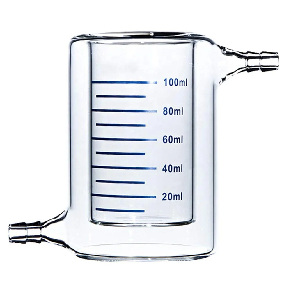 Beaker Jacketed Reaction Flask with Grind Mouth for Laboratory Chemical Glassware Composed of SiO2
