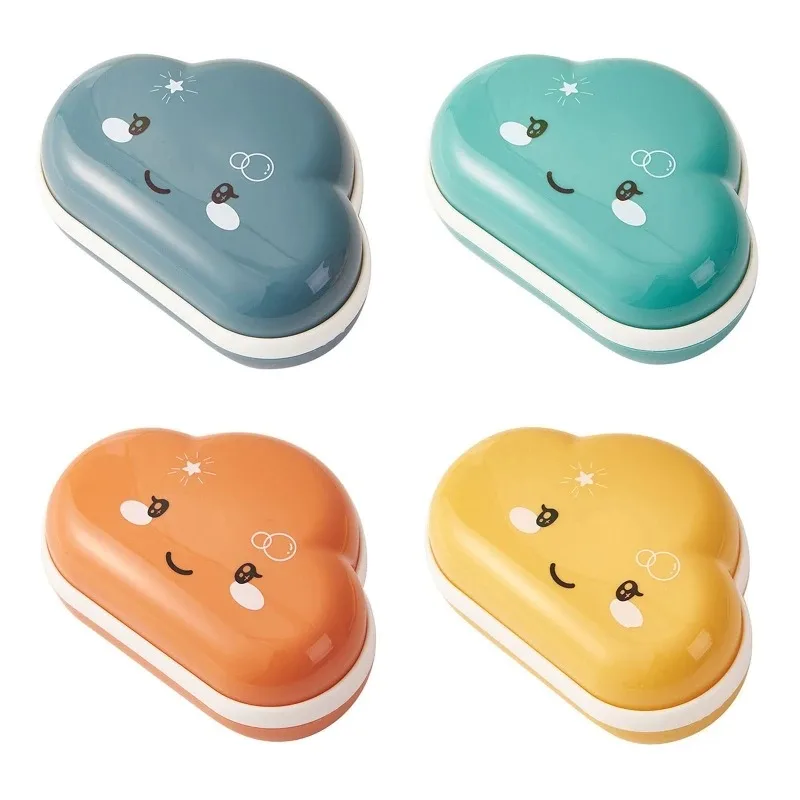 Soap Box Cute Cartoon Clouds Shape Bathroom Drain Soap Holder Portable Travel Soap Portable Bathroom Accessories