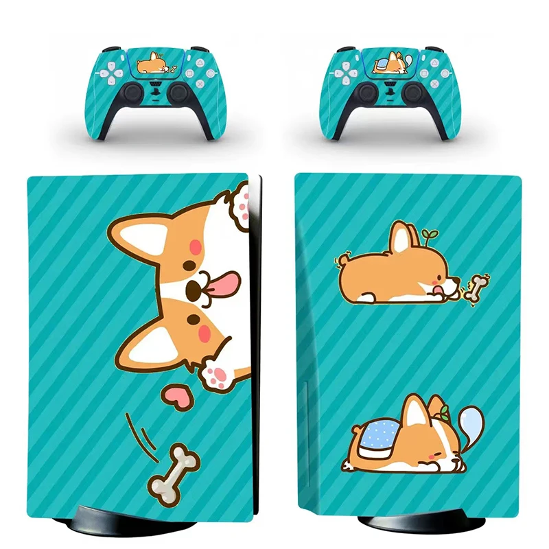 Cute Corgi PS5 Digital Edition Skin Sticker for PlayStation 5 Console and Controllers PS5 Skin Sticker Decal Cover