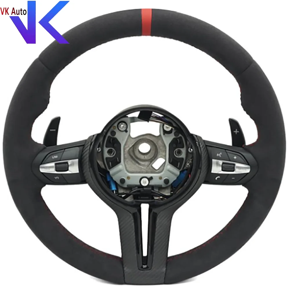 For BMW 3 /5 Series Full Alcantara Leather Steering Wheel With Paddles Button Assembly