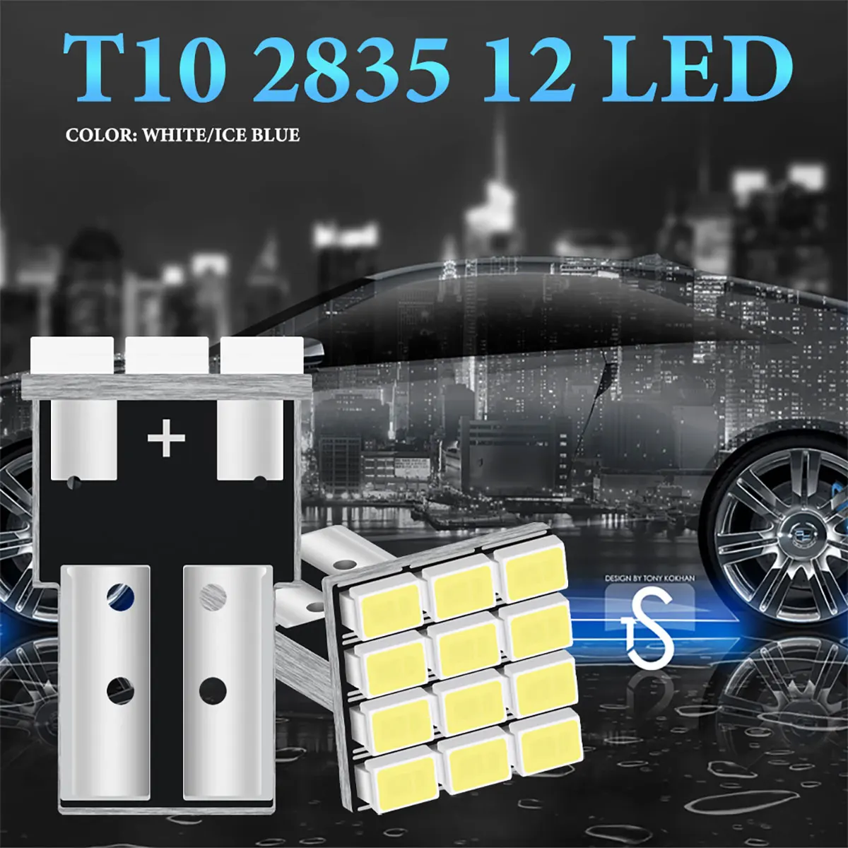 100 Pcs T10 W5W 12SMD 2835 Car Wedge White LED DC 12V Canbus No Error Decoder External Lights License Plate Lamp Reading Lamp